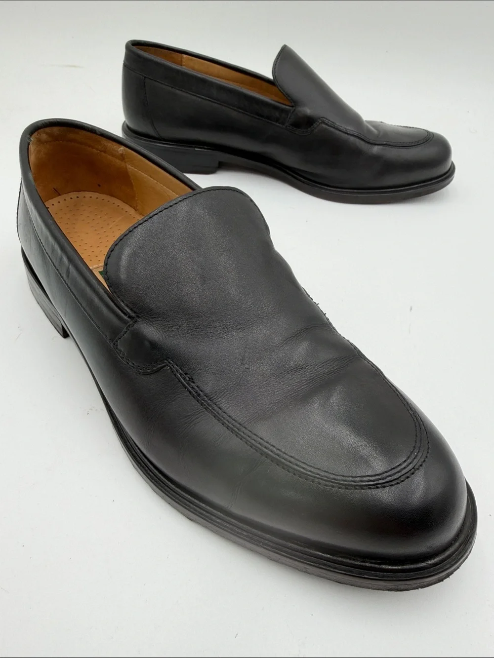 COLE HAAN sz8.5M Black Leather Smooth Loafers MADE IN USA FULL LEATHER